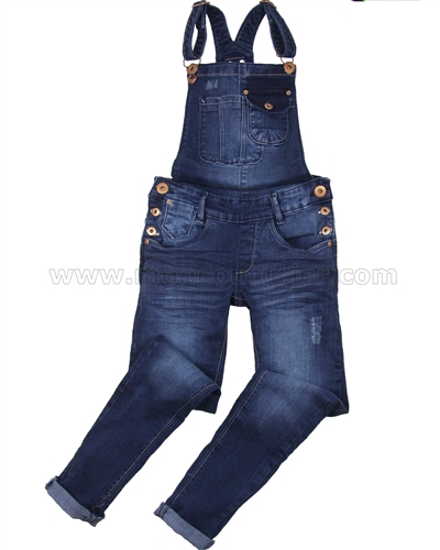 Tumble n Dry Junior Girls' Denim Pants with Suspenders Fanna