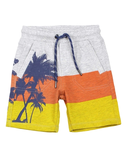 Boboli Boys Terry Shorts with Stripe and Palms Print