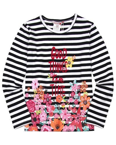 Boboli Striped T-shirt with Floral Print