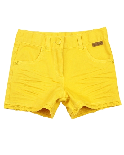Boboli Girls Twill Shorts in Yellow