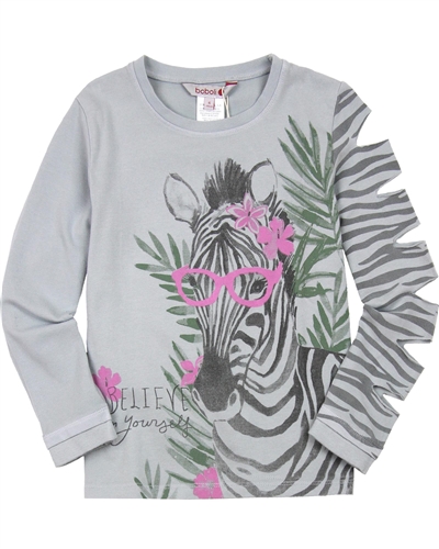 Boboli Girls Long Sleeve Top with Zebra Print