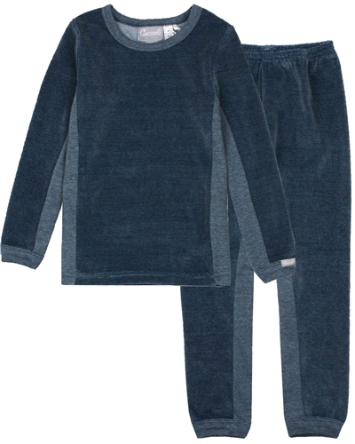 COCCOLI Boys' Velour Pyjamas Set in Surf Blue