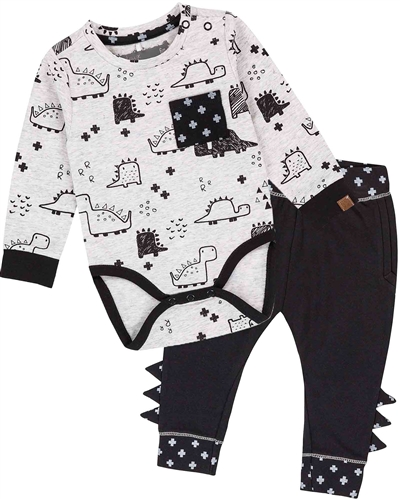 Deux par Deux Baby Boys' Printed Bodysuit and Pants Set Unicorns and Dinos