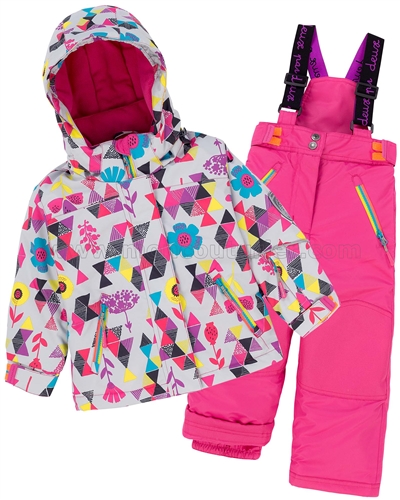 Deux par Deux Girls' 2-Piece Snowsuit Confetti Garden Pink