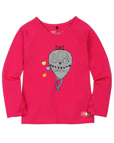 Deux par Deux Fuchsia Top with Print Owl You Need is Love