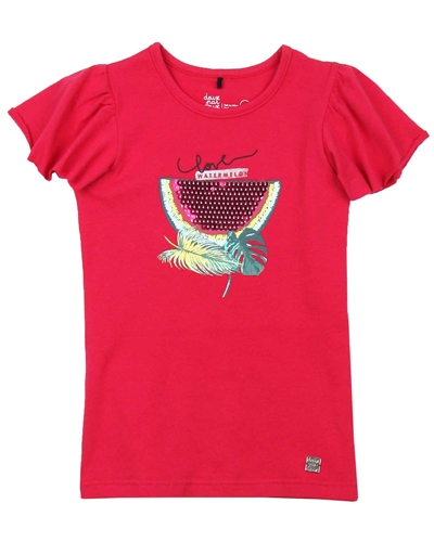 Deux par Deux Fuchsia T-shirt with Flounced Sleeves The Cockatoo Edit