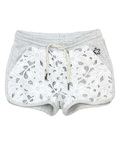 Dress Like Flo Shorts with Lace Front in Gray