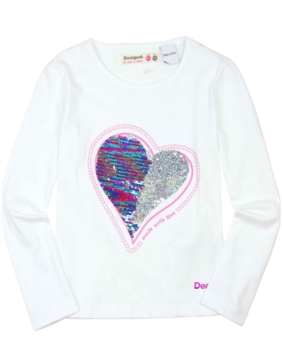 Desigual T-shirt Sequins in White