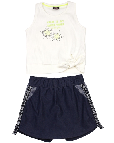 Gloss Junior Girl's Tank Top and Skorts Set in Ivory