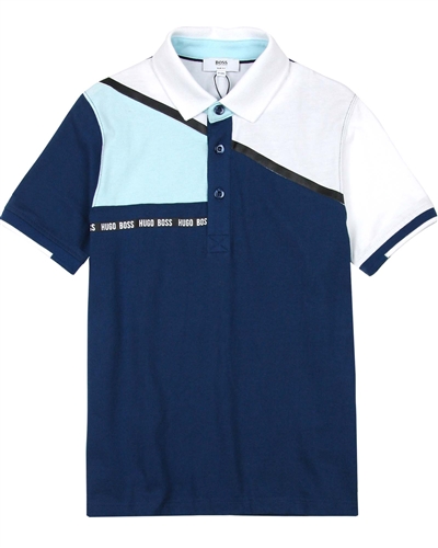 BOSS Boys Basic Polo Shirt in Light Blue