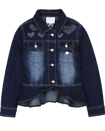 Le Chic Denim Jacket with Crystal Hearts