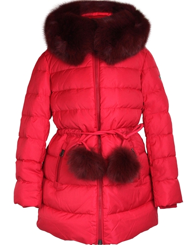 Lisa-Rella Girls' A-line Quilted Down Coat in Red