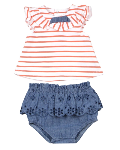Mayoral Infant Girl's Striped Top and Chambray Bloomers Set