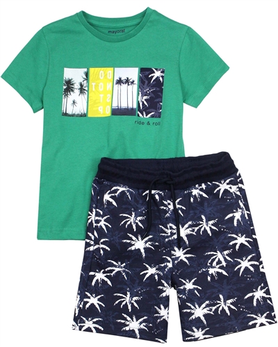 Mayoral Boy's T-shirt and Short Set in Palms Print