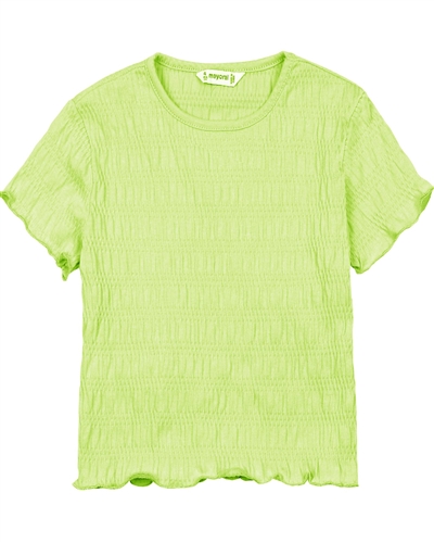 Mayoral Girl's Cropped Jacquard Jersey Top in Lime