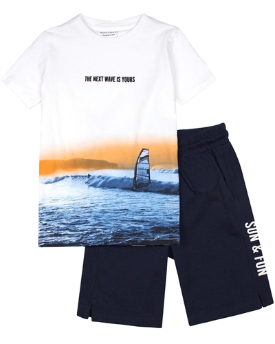 Mayoral Junior Boys' T-shirt and Shorts Set with Ocean Print