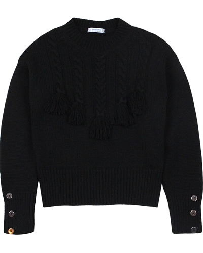 Mayoral Junior Girl's Sweater with Braids in Black