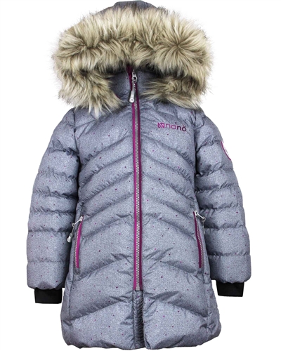 Nano Girls Quilted Coat with Hood in Grey