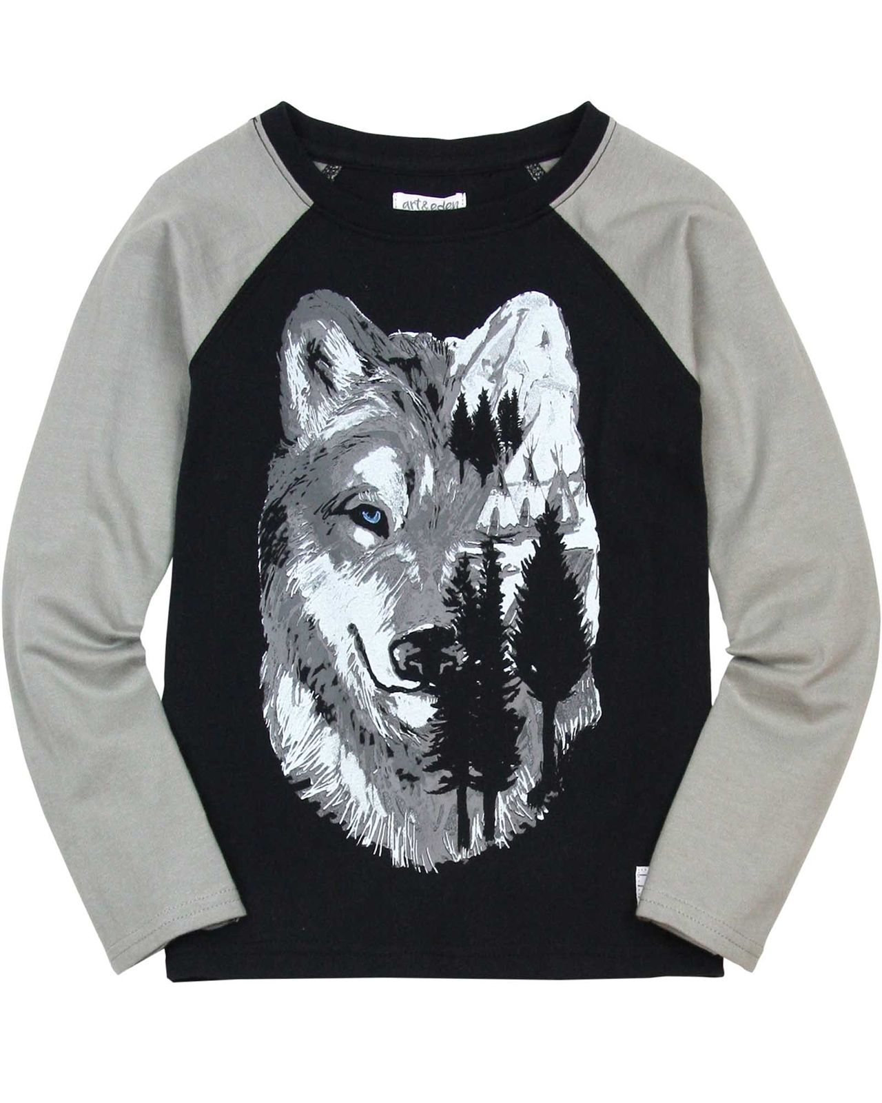 Art and Eden Boy's T-shirt with Wolf Print, Sizes 4-10 | Moncouturier