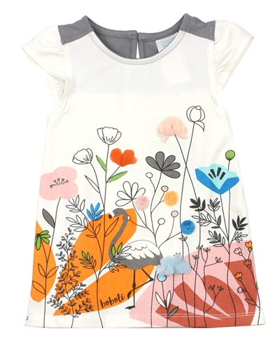 Boboli Baby Girls Dress with Print and Applique