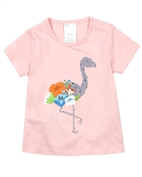 Boboli Baby Girls T-shirt with Embroidered Flamingo