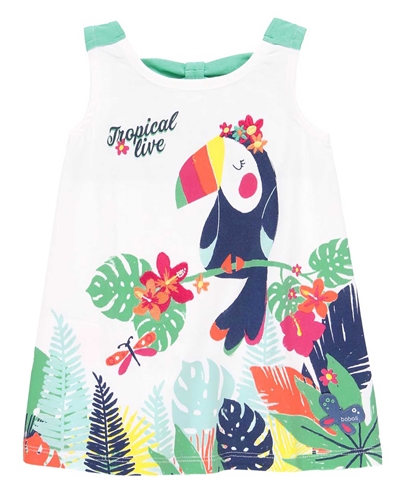 Boboli Baby Girls Jersey Dress with Parrot Print