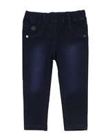 Boboli Little Girls Denim Look Terry Leggings in Dark Blue