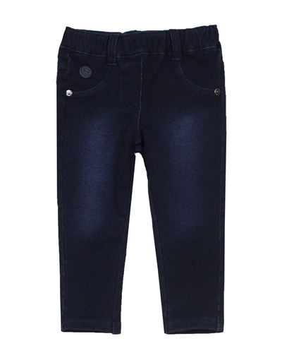Boboli Little Girls Denim Look Terry Leggings in Dark Blue