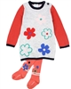 Boboli Little Girls Stripes and Flowers Knit Dress with Tights