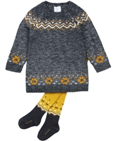 Boboli Little Girls Fair Isle Knit Dress with Tights