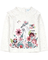 Boboli Little Girls Speckled T-shirt with Floral Print