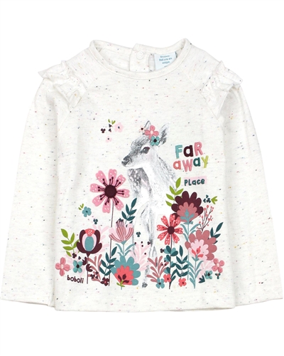 Boboli Little Girls Speckled T-shirt with Floral Print