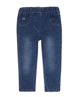 Boboli Little Girls Denim Look Terry Leggings in Medium Blue