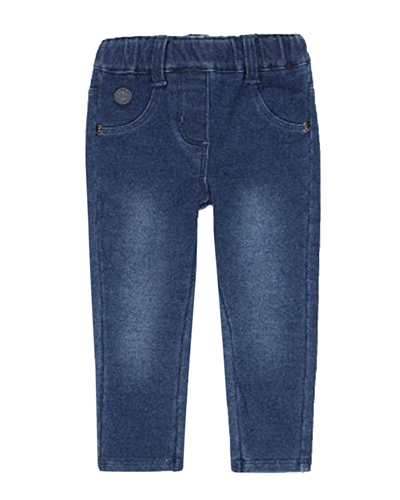 Boboli Little Girls Denim Look Terry Leggings in Medium Blue