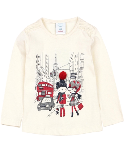 Boboli Little Girls T-shirt with City Girls Print