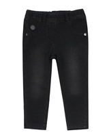 Boboli Little Girls Denim Look Terry Leggings in Black