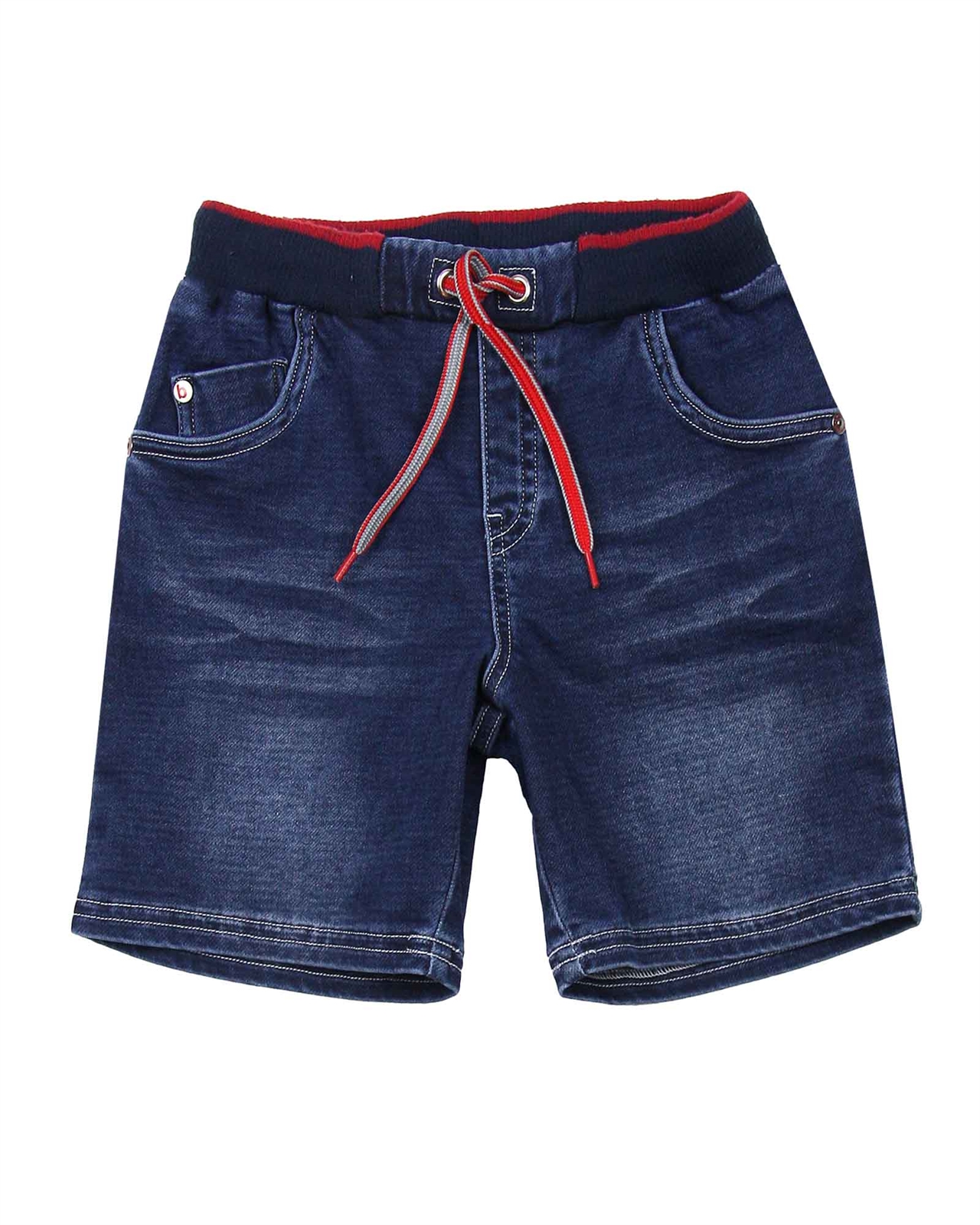 blue jean shorts with elastic waistband