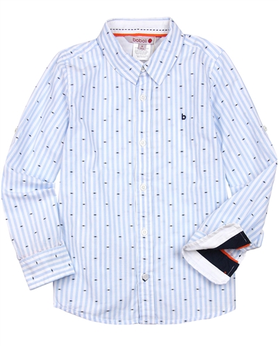 Boboli Boys Long Sleeve Shirt in Stripes and Dots Print