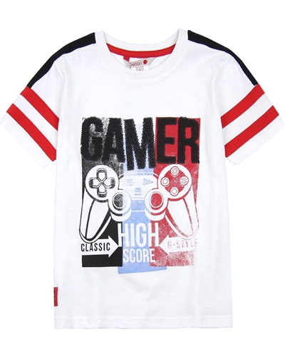 Boboli Boys Gamer T-shirt with Striped Sleeves