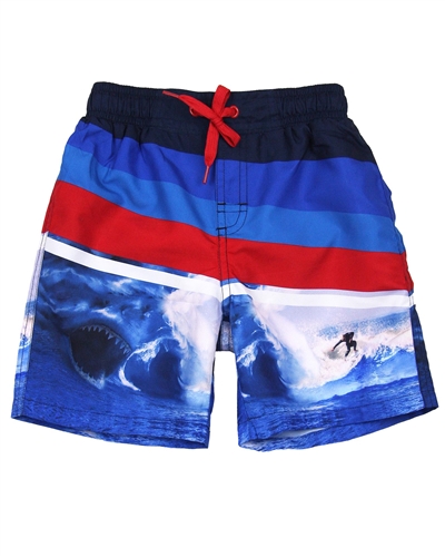 Boboli Boys Swim-shorts in Stripe and Ocean Print