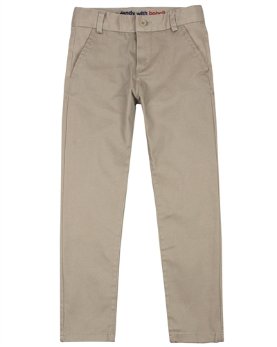 Boboli Boys Stretch Satin Twill Pants in Beige