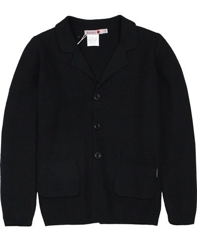 Boboli Boys Button Front Knit Cardigan in Black