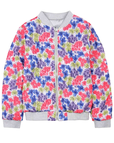 Boboli Girls Reversible Cardigan in Satin and Floral Print