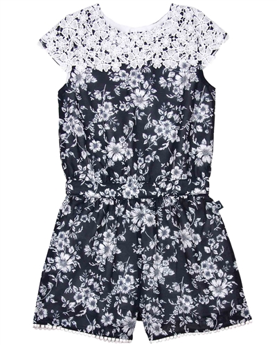 Boboli Girls Chiffon Romper in Floral Print