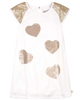 Boboli Girls Chiffon Dress with Sequin Hearts