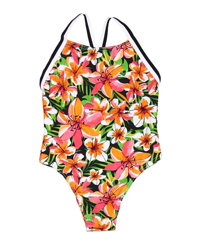 Boboli Girls One-piece Swimsuit in Tropical Flowers Print