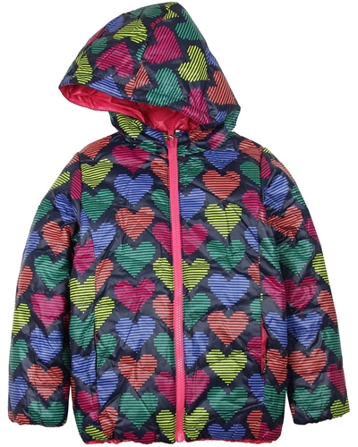 Boboli Reversible Coat in Heart Print
