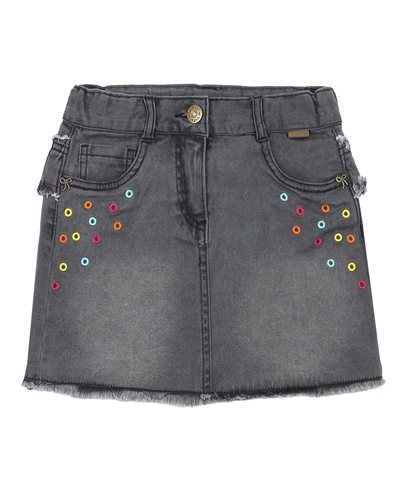 Boboli Denim Skirt with Embroidery