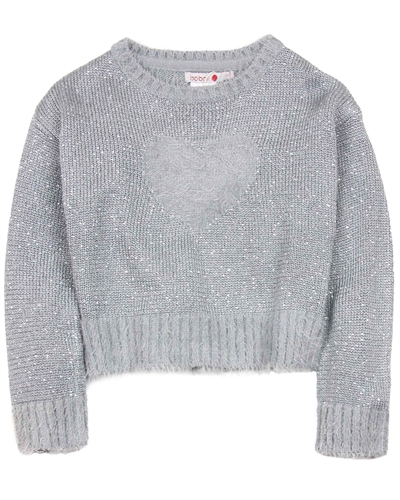 Boboli Shag Knit Sweater with Heart