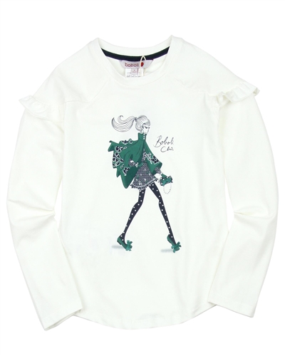 Boboli T-shirt with Ruffled Shoulders